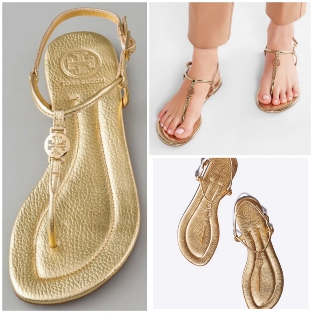 Tory Burch t-strap thong sandals size 9.5 GOLD